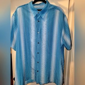 Via Europa blue striped button down dress shirt 2xl